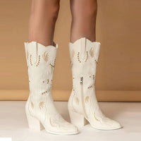 Bottes femme blanches style western